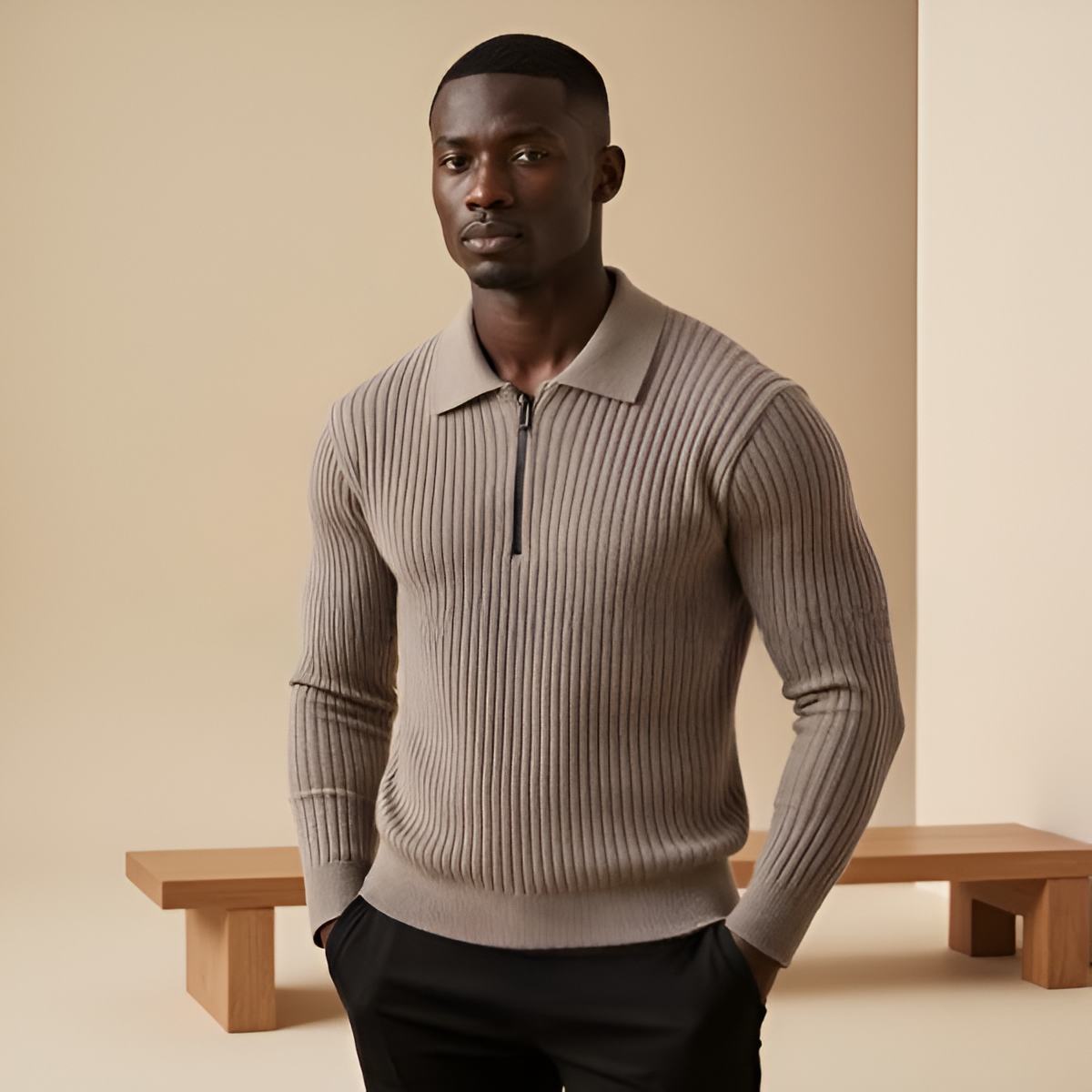 Baptiste - Pull slim fit avec texture côtelée riche, pour un style élégant et moderne