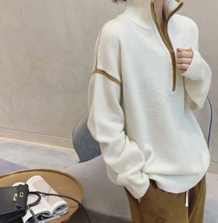 Laurène | Pull Épais Zippé à Col Montant pour Femme