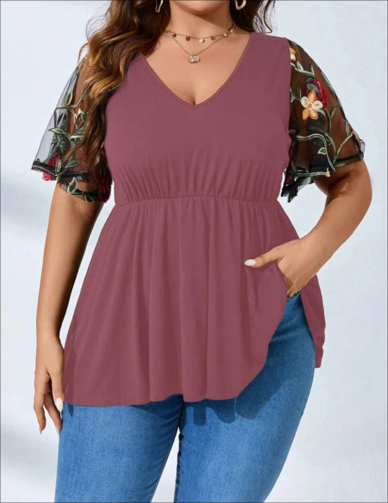 Annabel - Chemise pour dames avec col en V