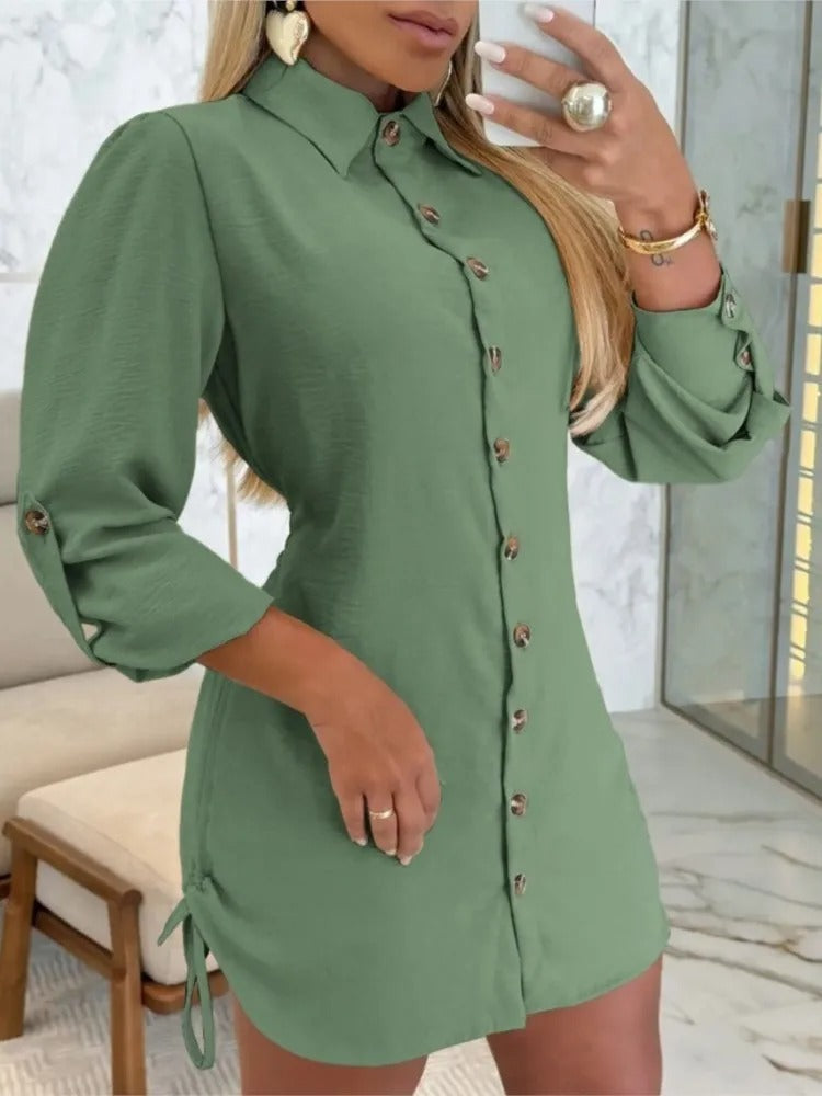 Lottie - Robe chemise à manches longues avec col rabattu et patte de boutonnage
