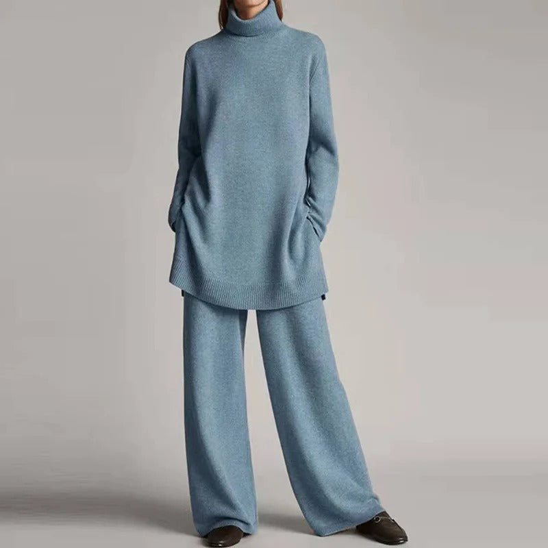 Hulda - Ensemble pull à col roulé à manches longues et pantalon large pour femmes