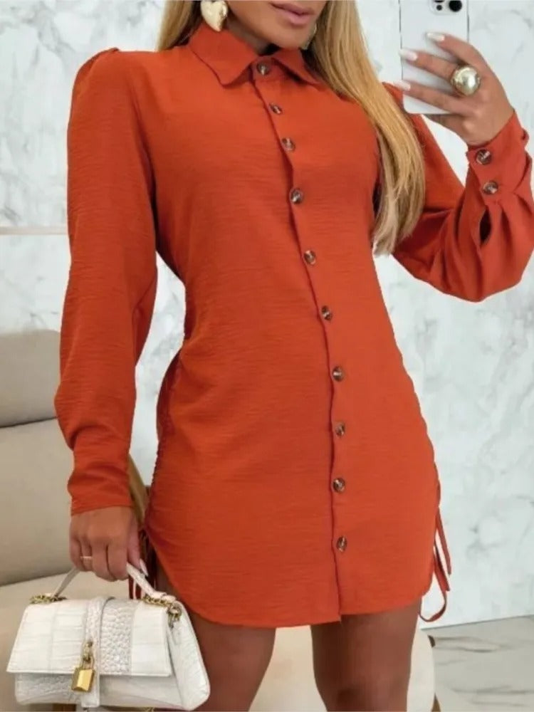 Lottie - Robe chemise à manches longues avec col rabattu et patte de boutonnage