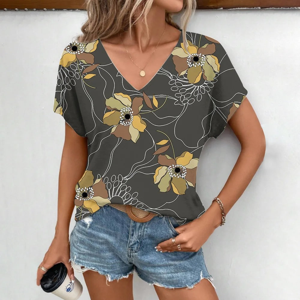 Audrey - Chemise élégante à manches courtes et décolleté en V