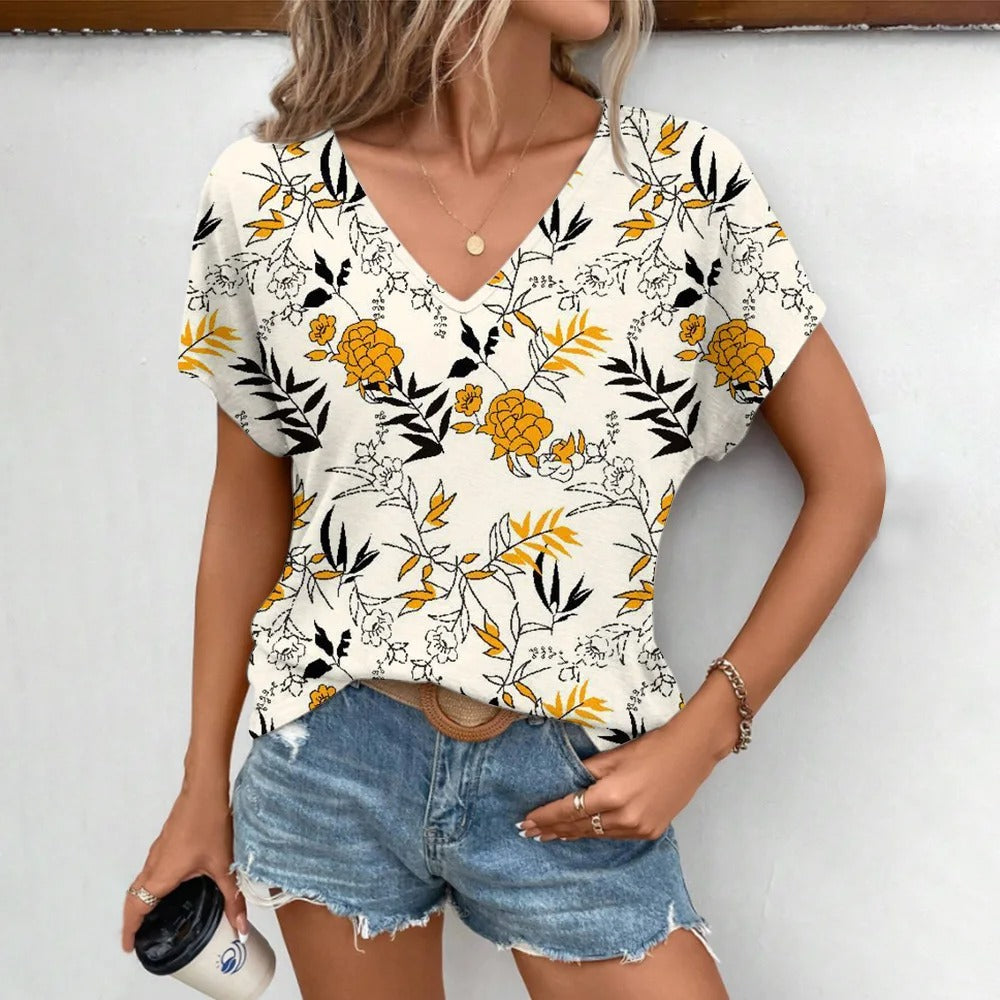 Audrey - Chemise élégante à manches courtes et décolleté en V