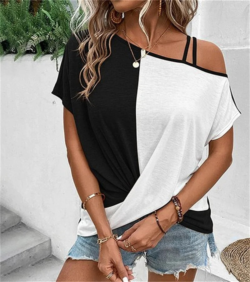 Eula - Top asymétrique coloré