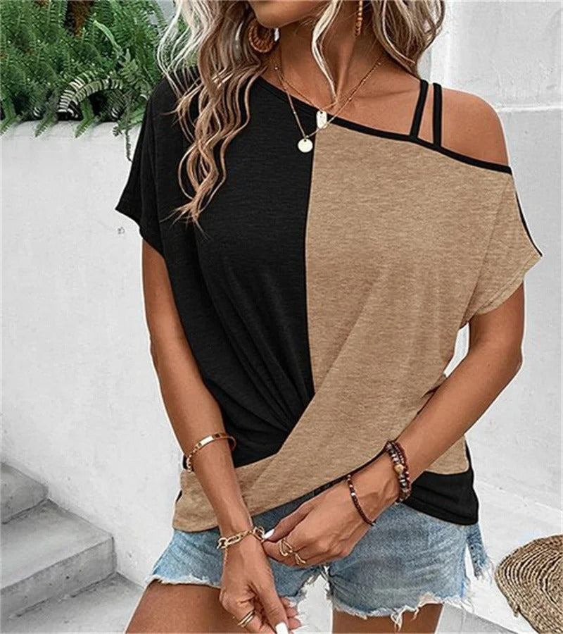 Eula - Top asymétrique coloré