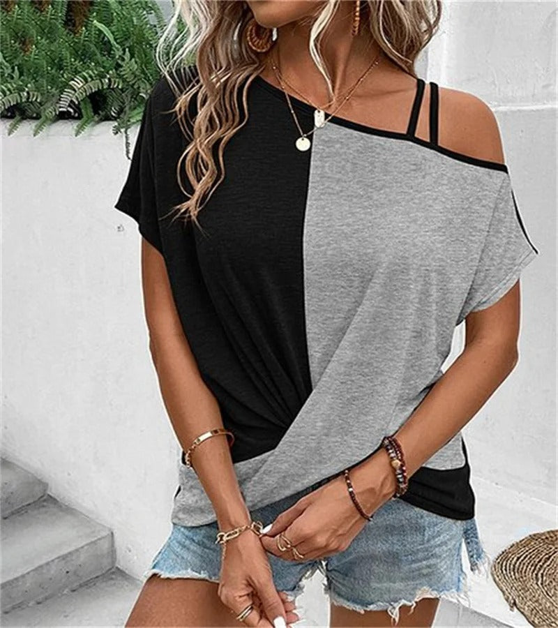 Eula - Top asymétrique coloré