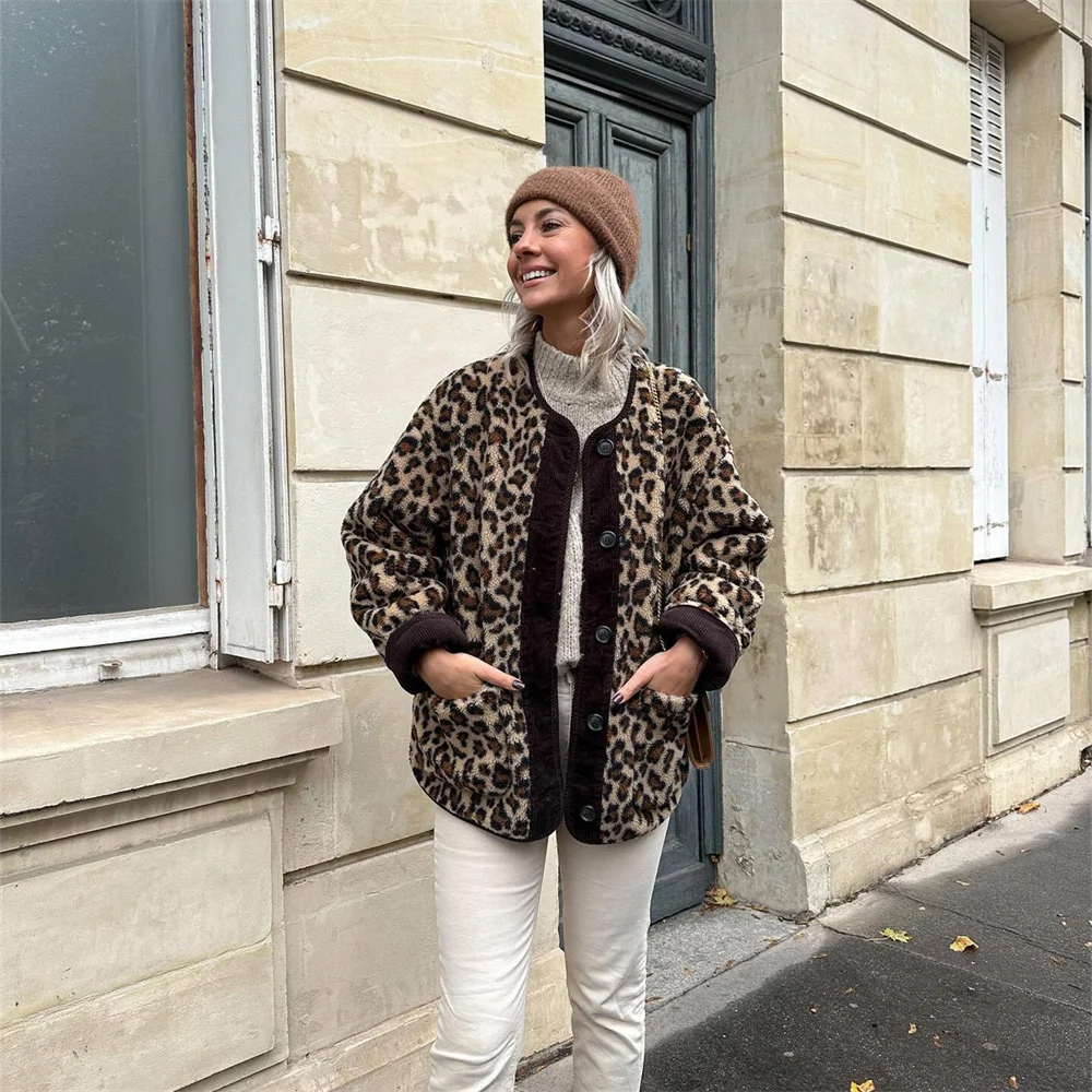 Veste Printanière Chic à Imprimé Léopard pour Femmes