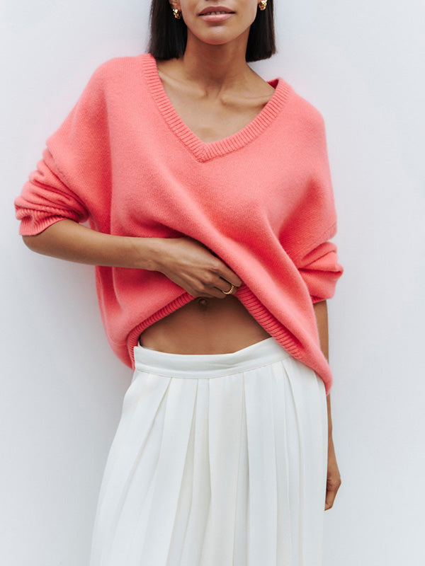Pull-over Tricoté à col en V pour Femmes