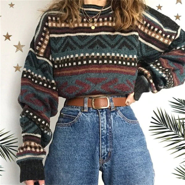 Pull Oversize Rétro pour Femmes