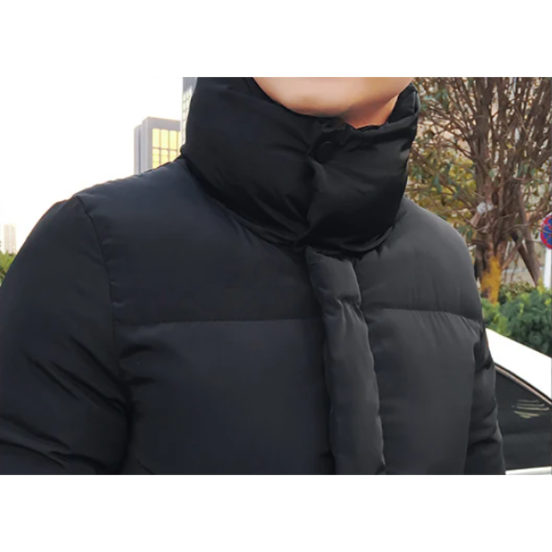 Gaspard | Manteau Long Noir pour Homme Rembourré Classique avec Col Haut