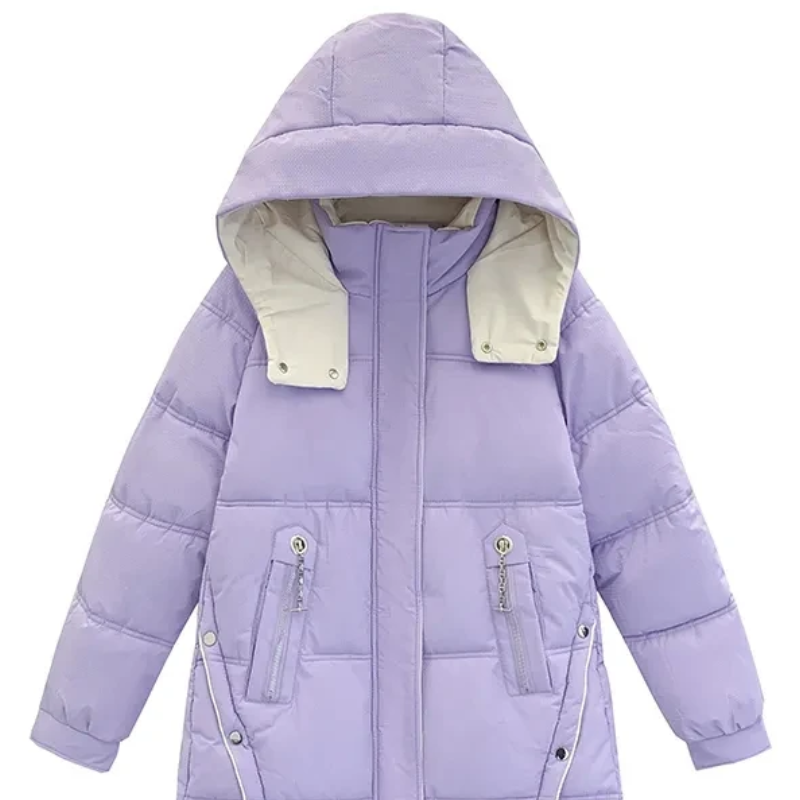 Théa | Manteau d'Hiver Matelassé Femme à Capuche et Poches Zippées