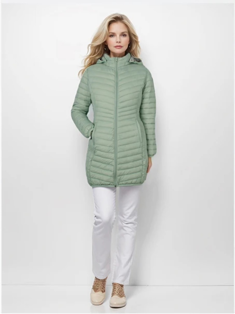 Daline | Veste Hivernale Légère à Capuche et Fermeture Éclair pour Femme, Coupe Slim et Matelassée