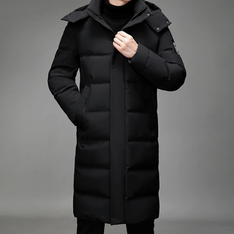 Cédric | Manteau Long d’Hiver pour Homme avec Capuche Réglable et Doublure Matelassée