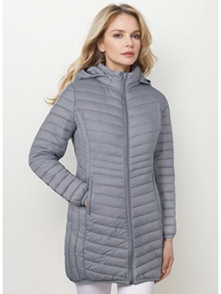 Daline | Veste Hivernale Légère à Capuche et Fermeture Éclair pour Femme, Coupe Slim et Matelassée