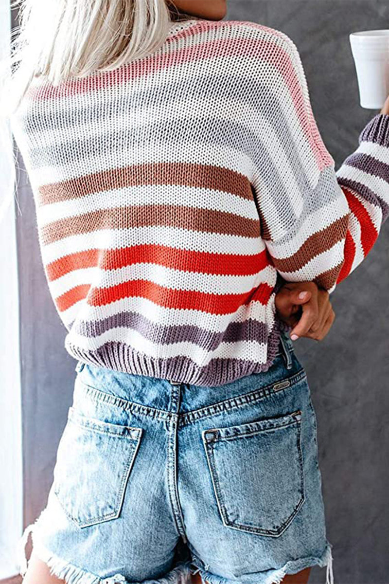 Rose | Pull Tricoté à Rayures Colorées – Style et Confort au Quotidien