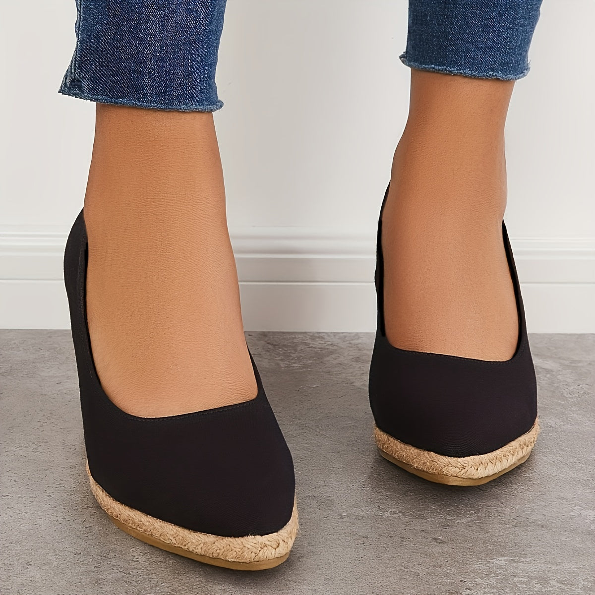 Espadrilles à Talon Wedge à Enfiler pour Femmes