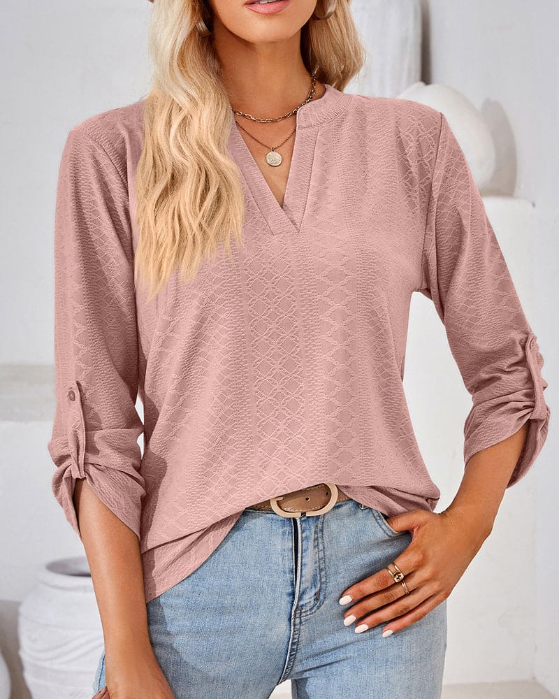 Blouse Élégante Femmes à V Cou Tissu Doux