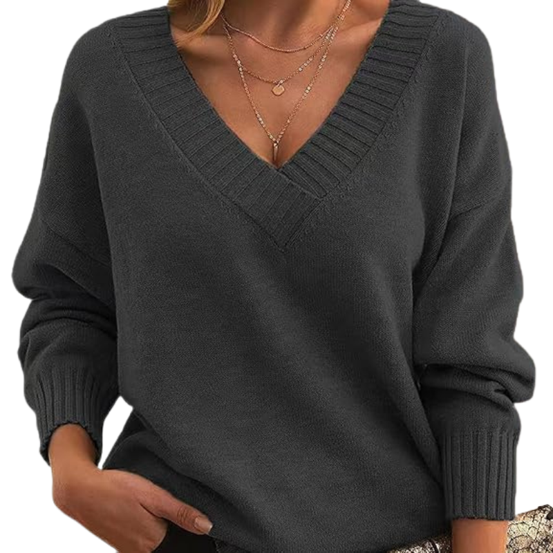 Pull Décontracté Doux Luxe pour Femme à Col en V