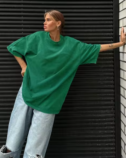 Priscille | T-shirt Oversize Col Rond – Confort et Style Décontracté