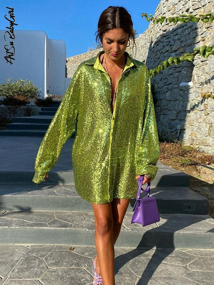 Robe Chemise Oversize Glitters pour Femmes