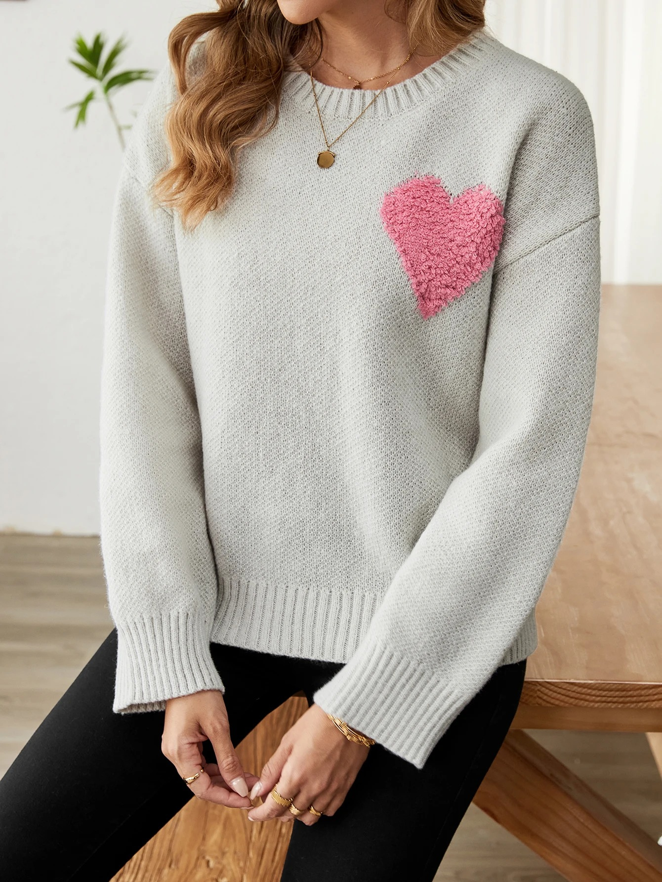 Pull Femme Avec Motif en Forme de Coeur - Eugénie