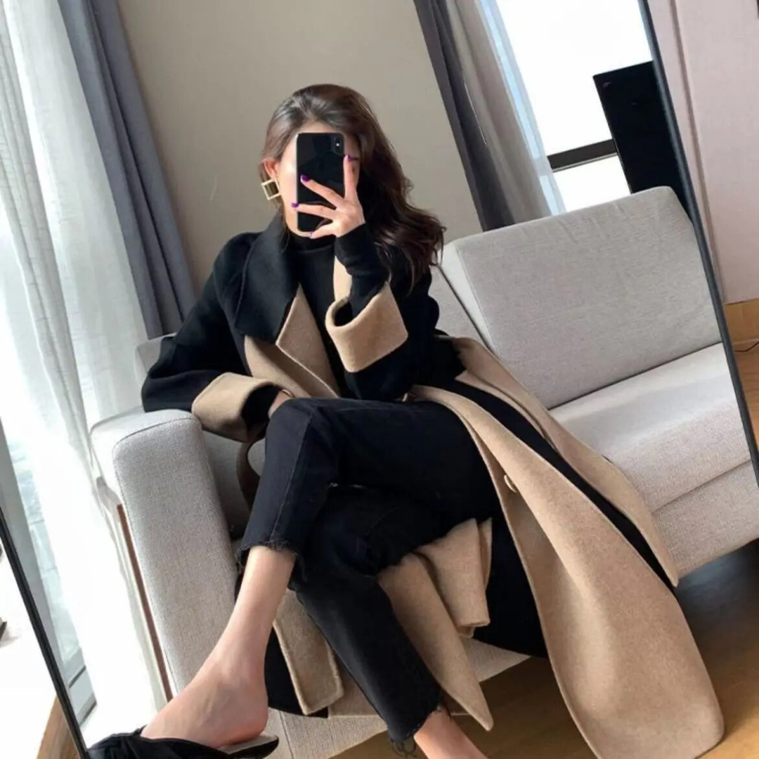 Manteau Long Deux Tons Stylé pour Femmes