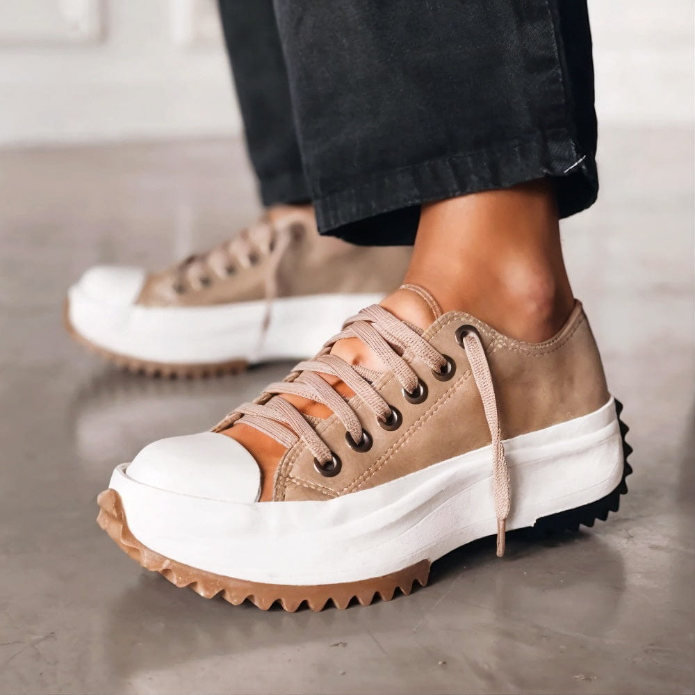 Alexandrea | Sneakers à Lacets en Cuir avec Semelle Plateforme pour Femme