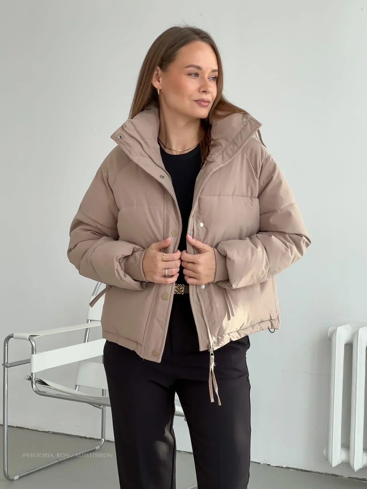 Cléa | Veste courte d'hiver à col montant et rembourrage pour femme