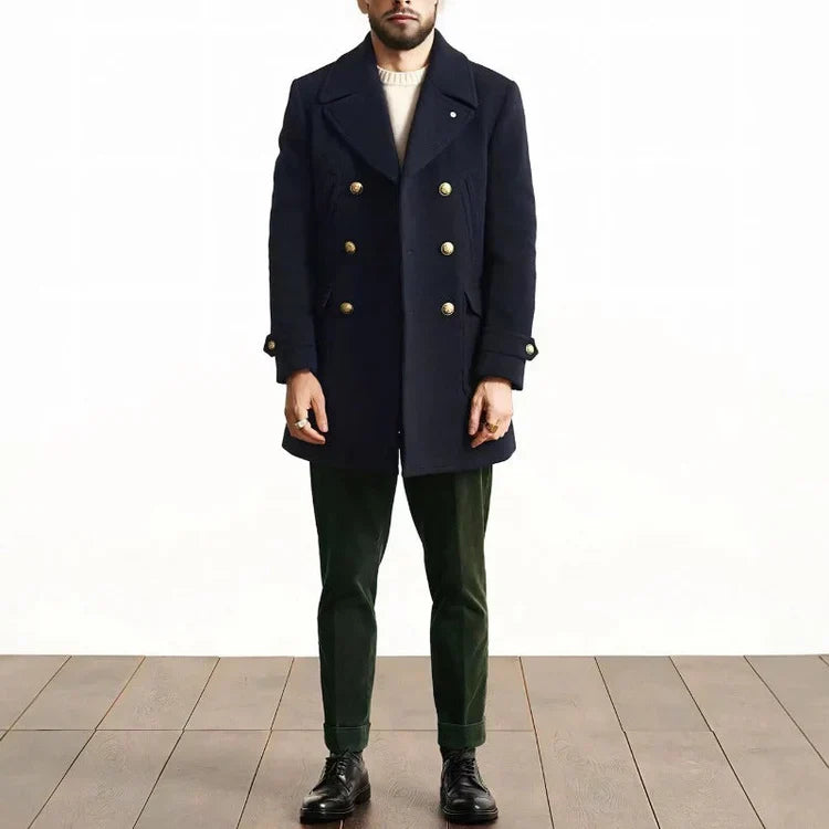 Damien | Manteau Trench Casual à Col Notched et Double Boutonnage pour Homme