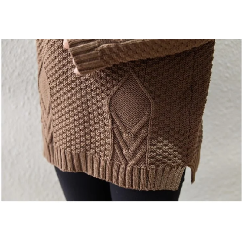 Cyrielle | Pull Turtleneck Structuré à Manches Tricotées pour Femme, Confort et Élégance