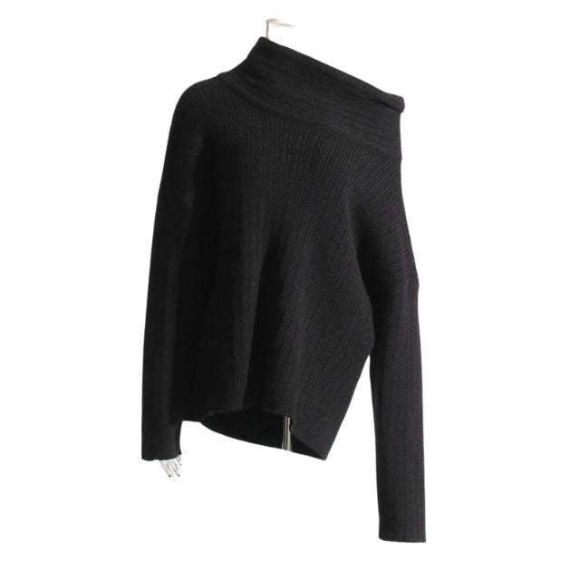 Ysara | Pull Épais Côtelé à Col Asymétrique - Confort et Style Épuré