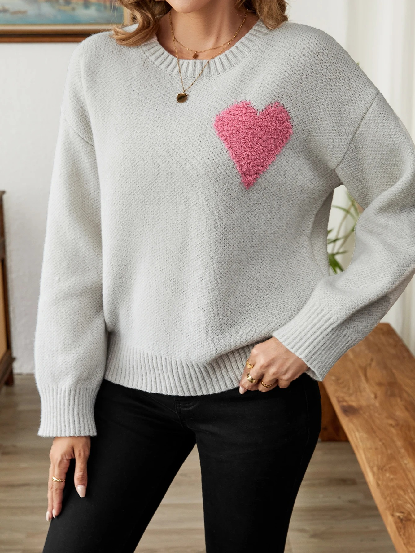 Pull Femme Avec Motif en Forme de Coeur - Eugénie