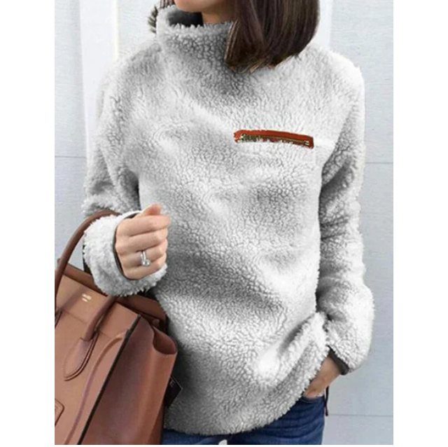 Pull à Col Roulé avec Poche Zippée pour Femmes