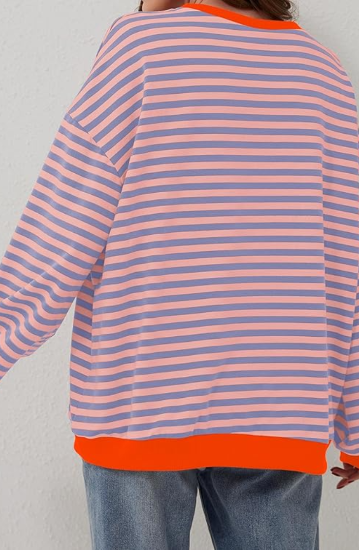 Pull Oversize à Rayures en Tricot Douillet pour Femme