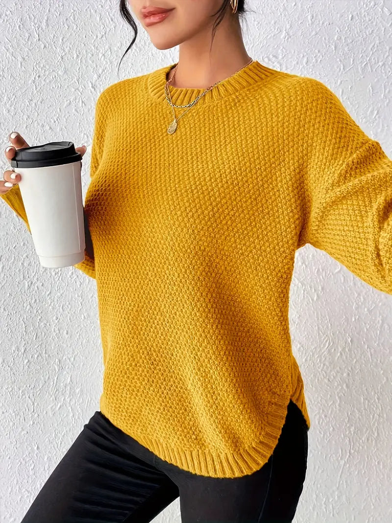 Pull en Maille à Col Rond pour Femmes