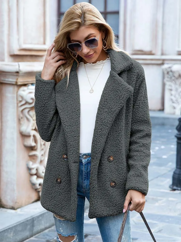 Sabrina - Manteau Teddy Stylé pour Femmes avec Poches et Doublure en Luxe Fleece
