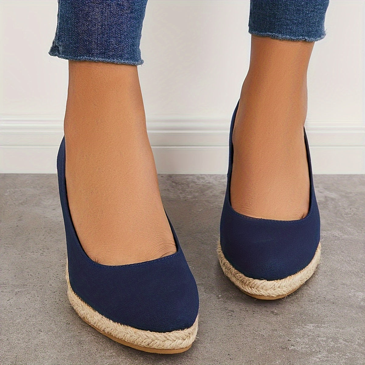 Espadrilles à Talon Wedge à Enfiler pour Femmes