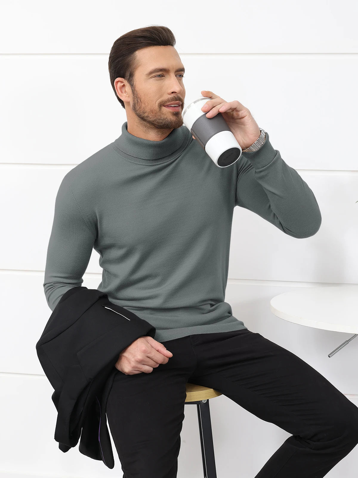 Pull Décontracté à Col Roulé pour Hommes