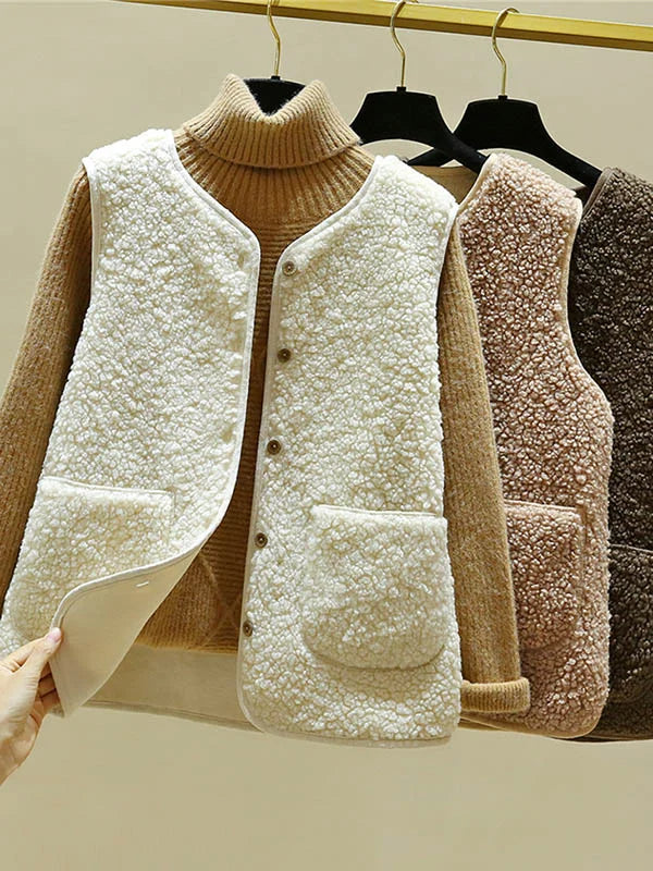 Cardigan D’Hiver Sans Manches En Laine Femme