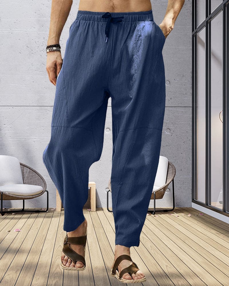 Pantalons Amples en Tissu Aéré Hommes Avec Taille Élastique