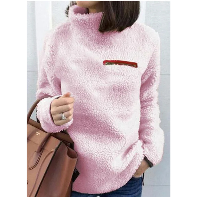 Pull à Col Roulé avec Poche Zippée pour Femmes