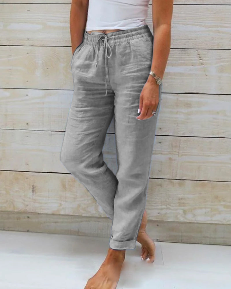 Capucine | Pantalon élastique en coton et lin