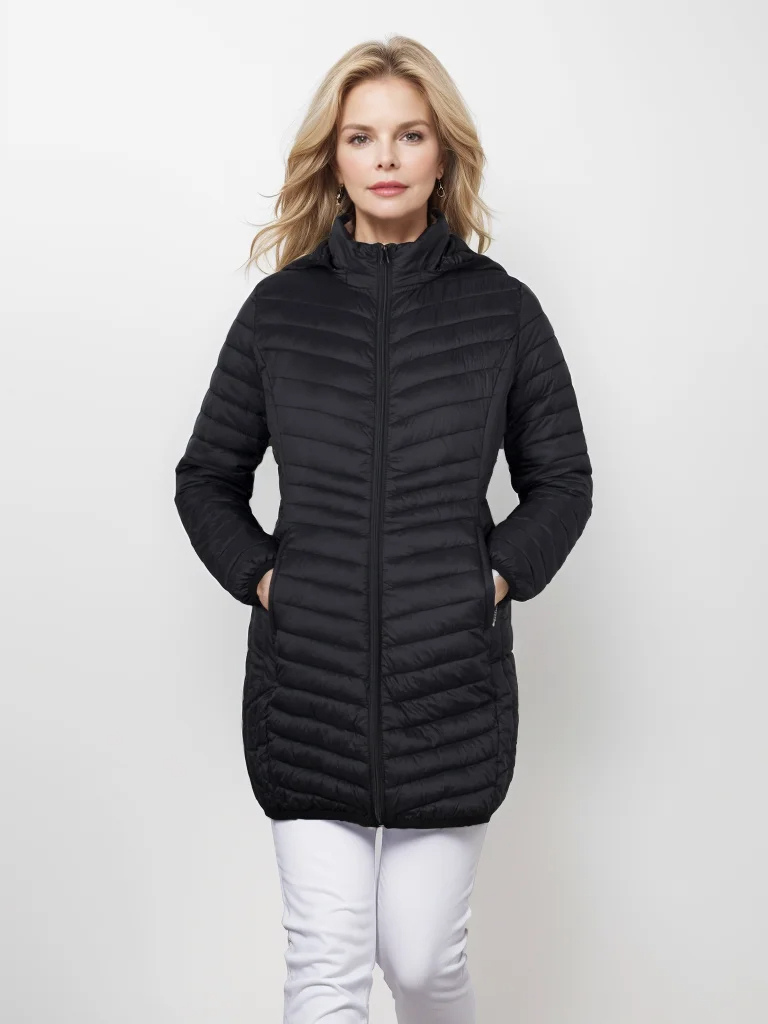 Daline | Veste Hivernale Légère à Capuche et Fermeture Éclair pour Femme, Coupe Slim et Matelassée