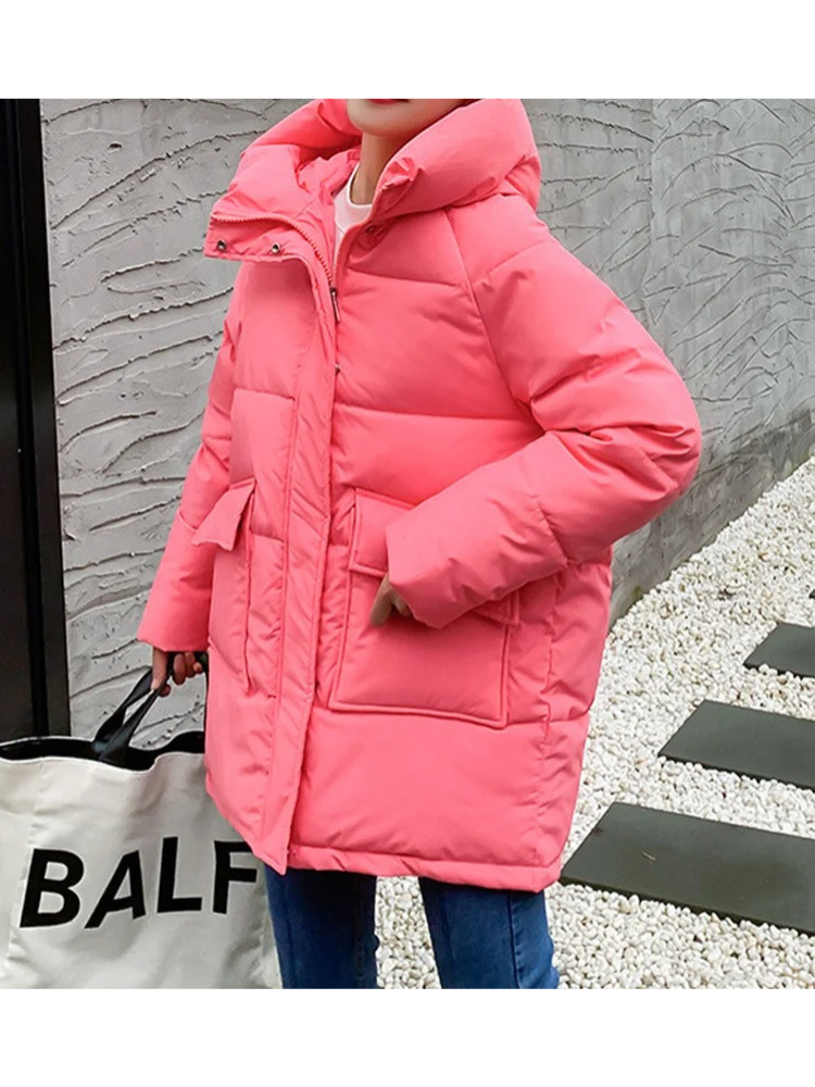 Bertille | Manteau Hiver Femme Matelassé à Capuche, Fermeture Éclair, Coupe Loose et Poches Grandes