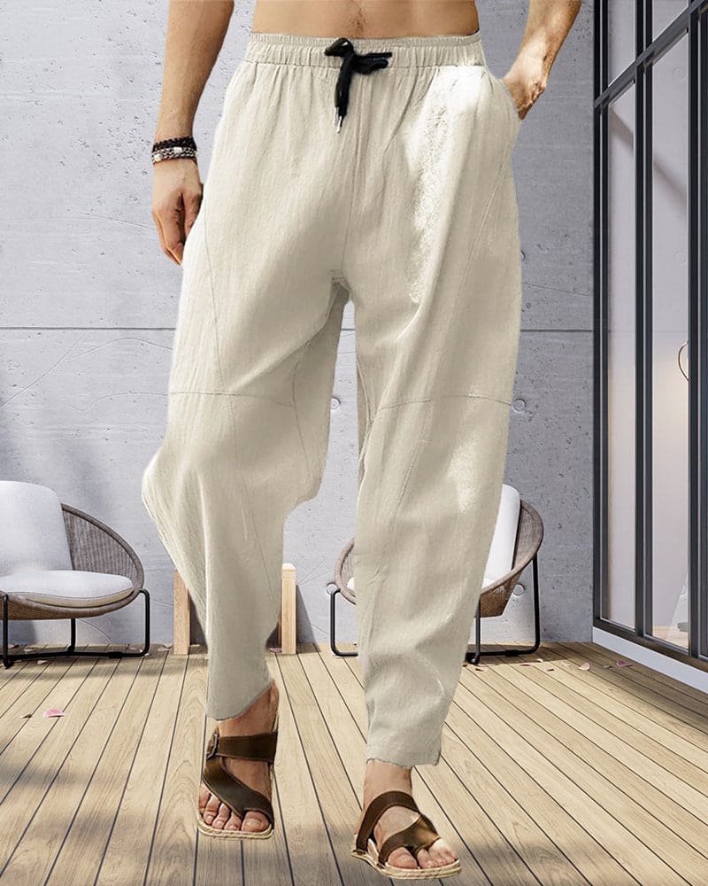 Pantalons Amples en Tissu Aéré Hommes Avec Taille Élastique