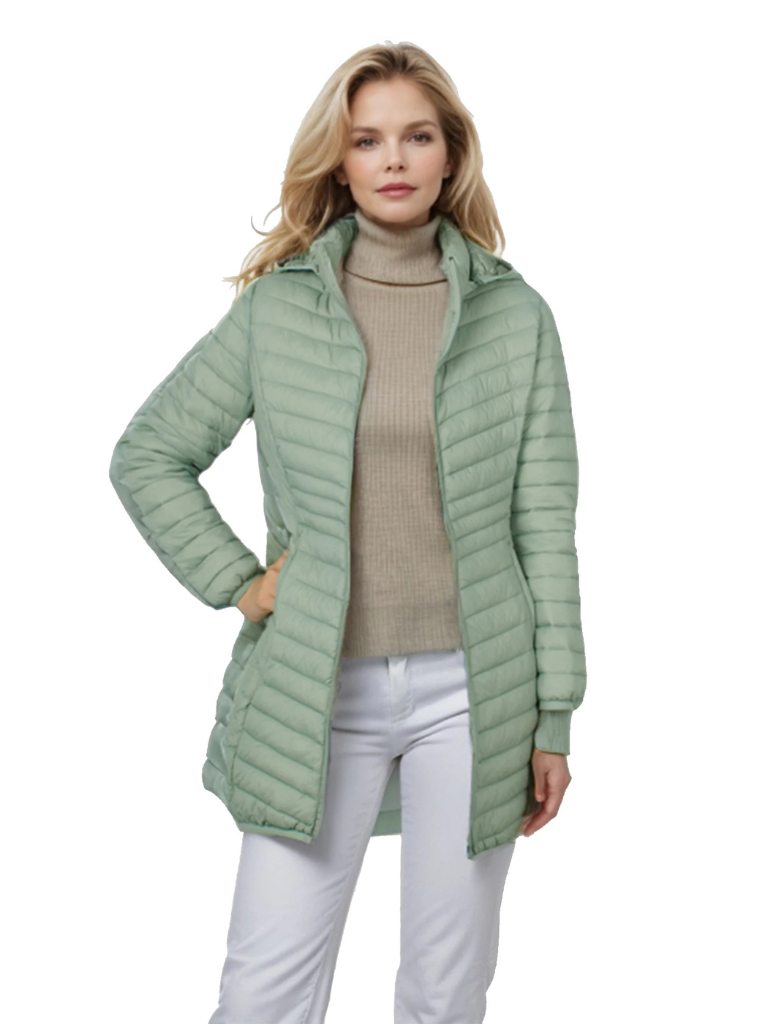 Daline | Veste Hivernale Légère à Capuche et Fermeture Éclair pour Femme, Coupe Slim et Matelassée