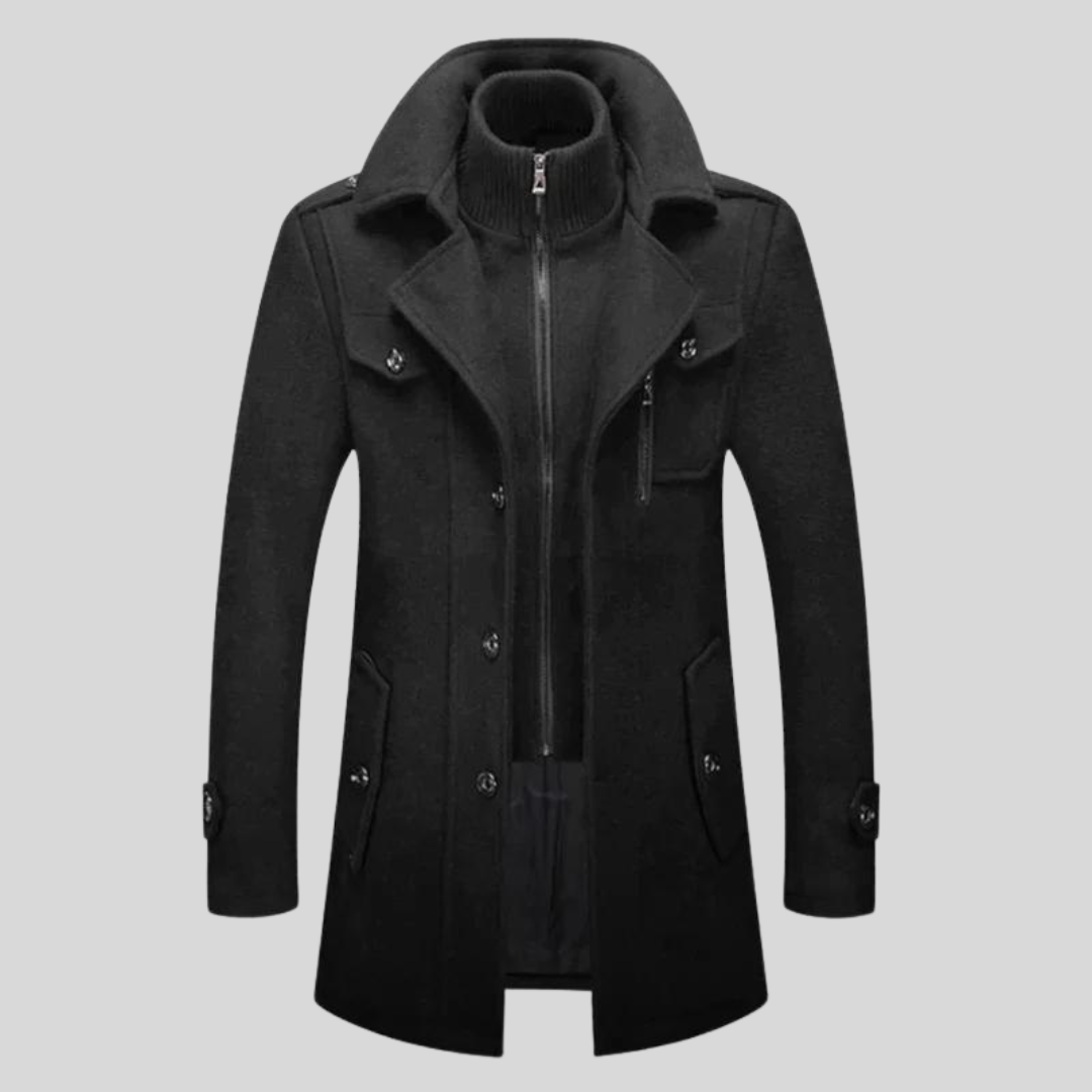 Firmin | Manteau Trench Classique Homme à Col Double, Multi-Poches, Couleur Unie