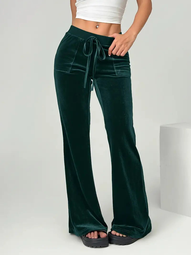 Darla - Pantalon large en velours avec devant torsadé pour femme