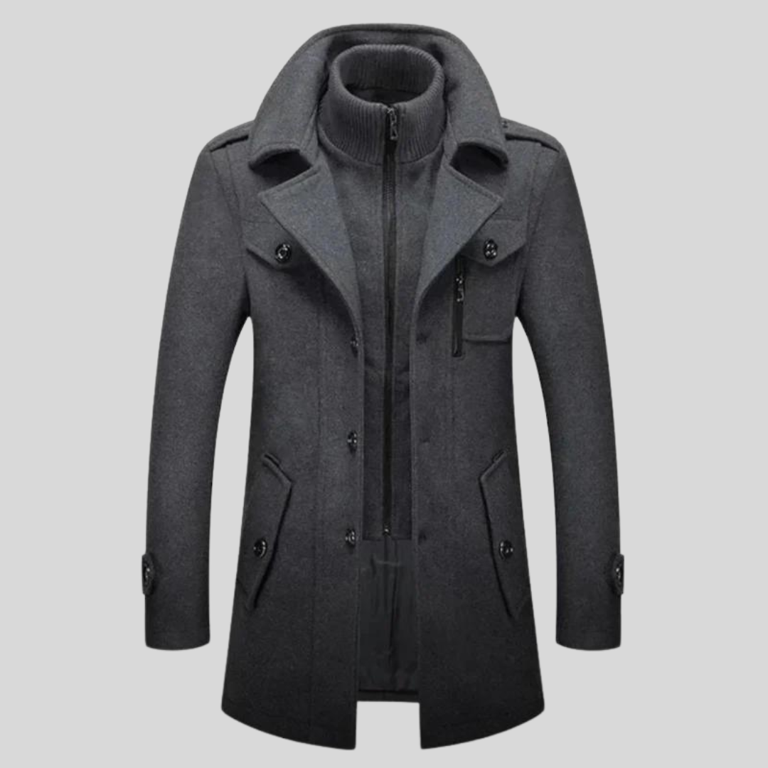 Firmin | Manteau Trench Classique Homme à Col Double, Multi-Poches, Couleur Unie